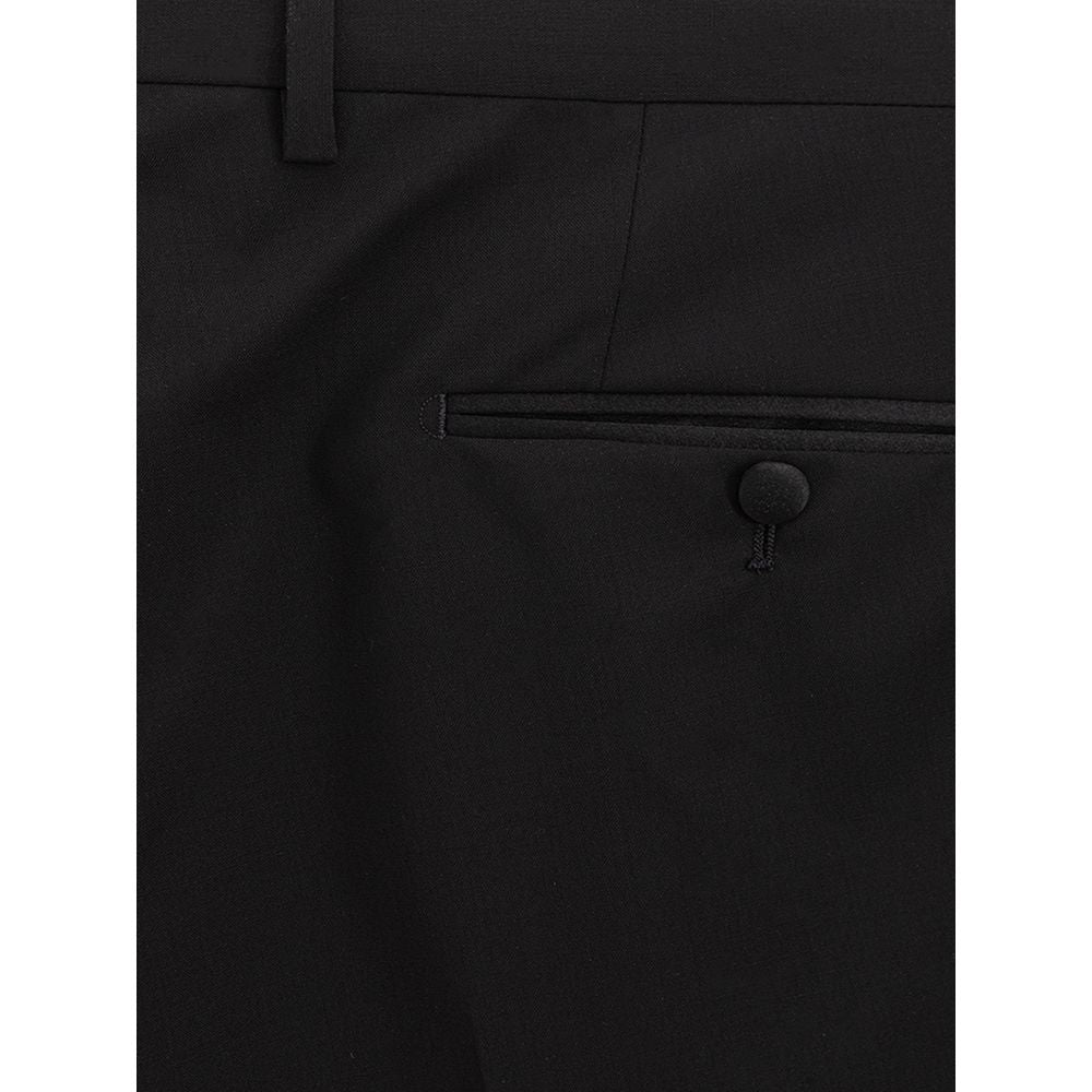 Dolce &amp; Gabbana Smooth Black Wool Pants for Men