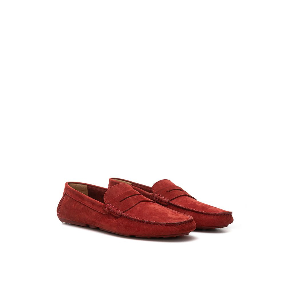 Bally Elegante Bordeaux Leder Loafers für Männer