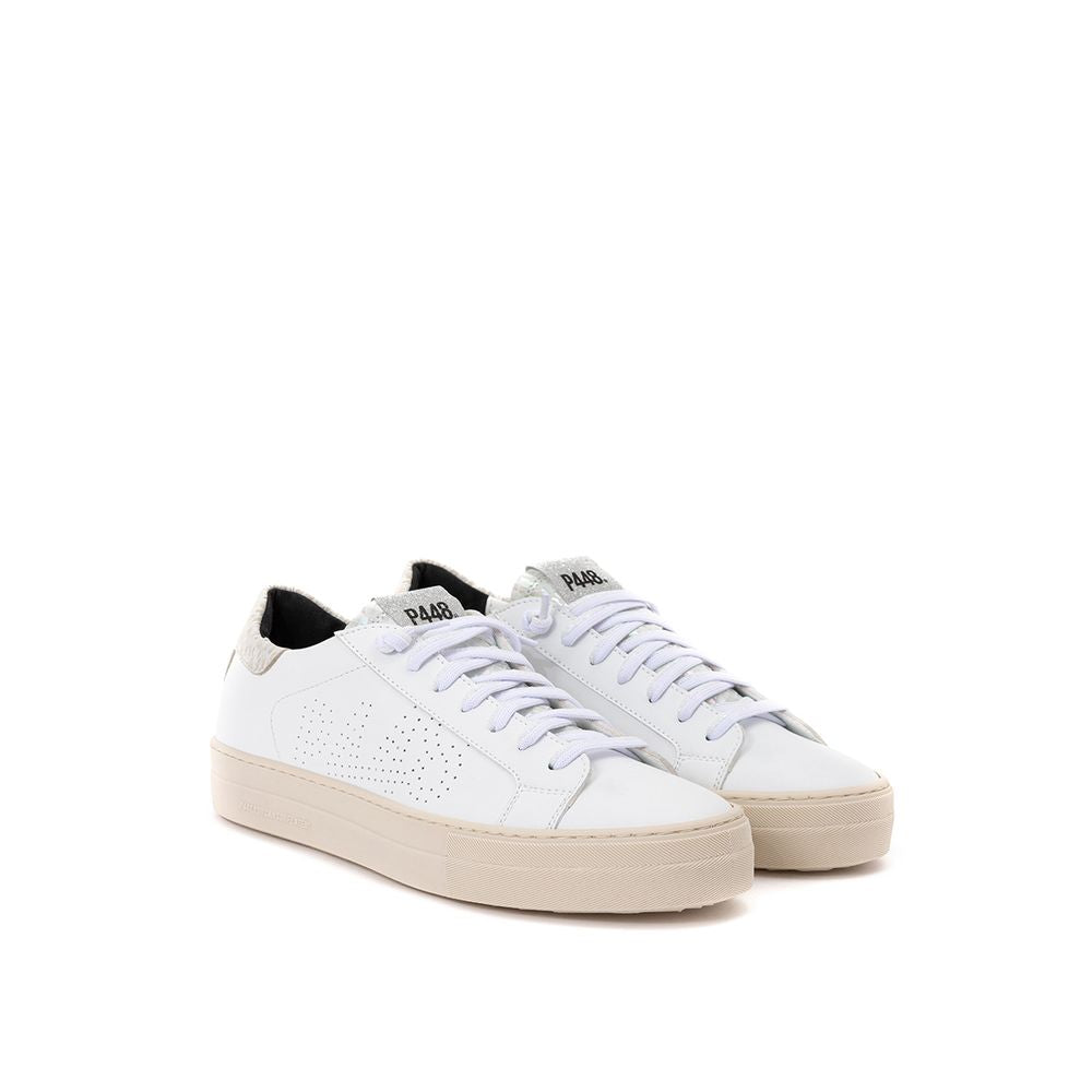 P448 White Leather Sneakers Elegant Casual Shoes