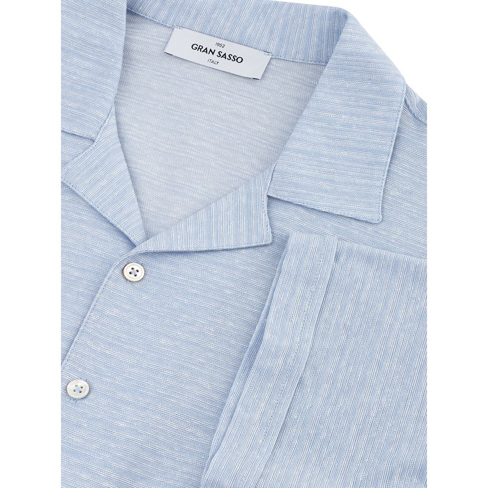 Gran Sasso Elegant light blue linen-cotton shirt for men