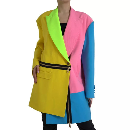 Dolce &amp; Gabbana Multicolor Patchwork Coat Jacket with Lapels