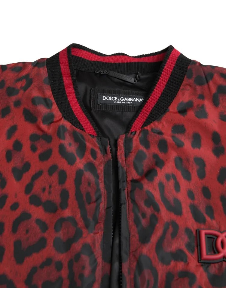 Dolce &amp; Gabbana Red Leopard Bomber lyhyt takki