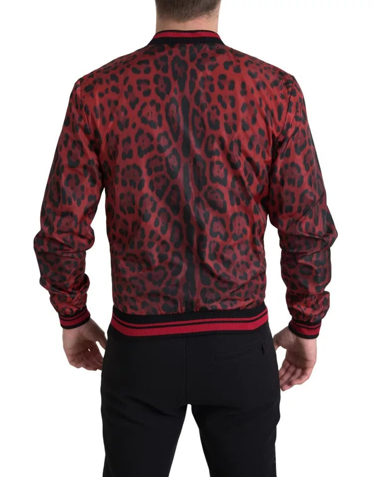 Dolce &amp; Gabbana Red Leopard Bomber lyhyt takki