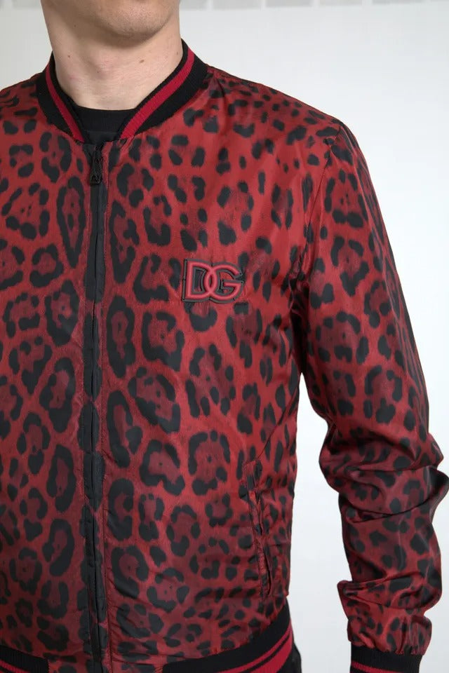 Dolce &amp; Gabbana Red Leopard Bomber lyhyt takki