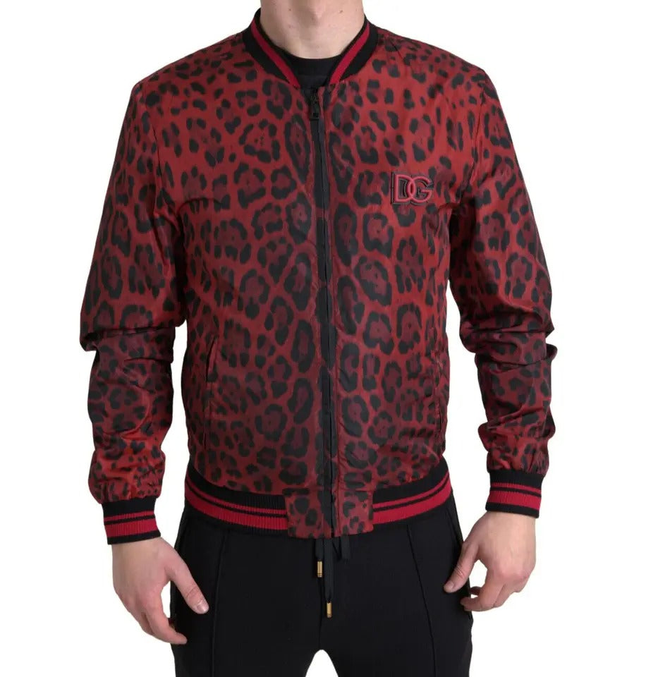 Dolce &amp; Gabbana Red Leopard Bomber lyhyt takki