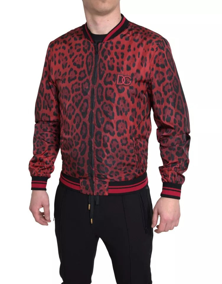 Dolce &amp; Gabbana Red Leopard Bomber lyhyt takki