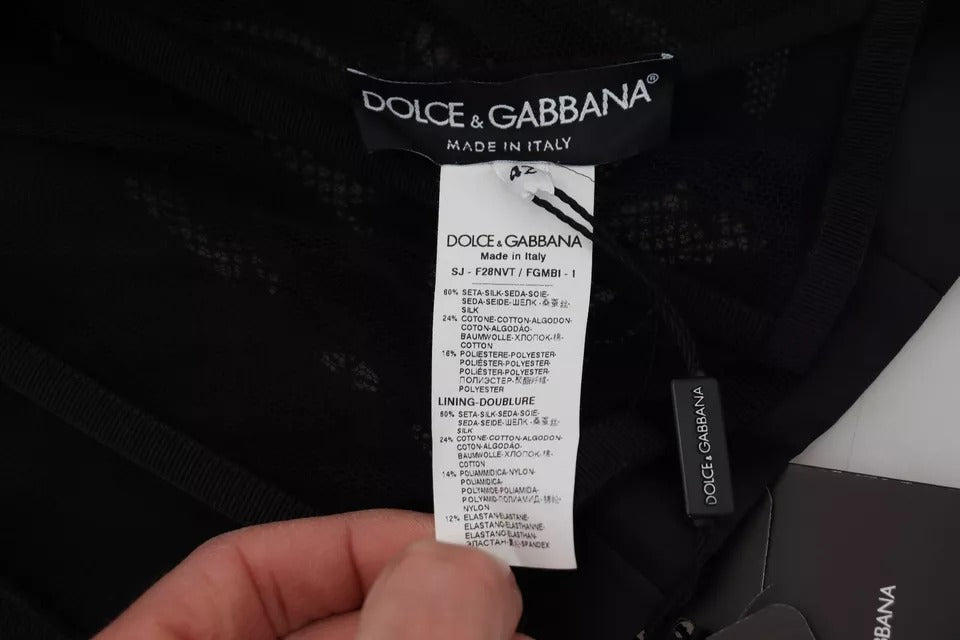 Dolce &amp; Gabbana Black Lace Sheer Corset Organza Silkkitakki