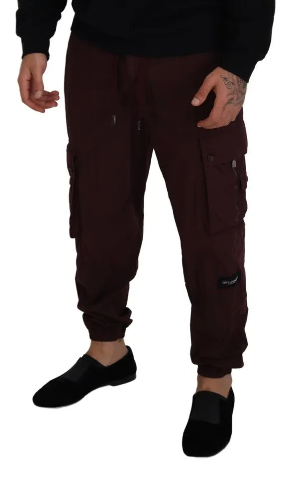 Dolce & Gabbana Bordeaux Cargo-Jogger-Hose aus Baumwolle