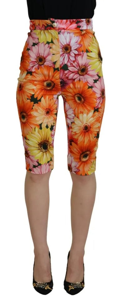 Dolce &amp; Gabbana Multicolor Floral High Waist Cropped Pants