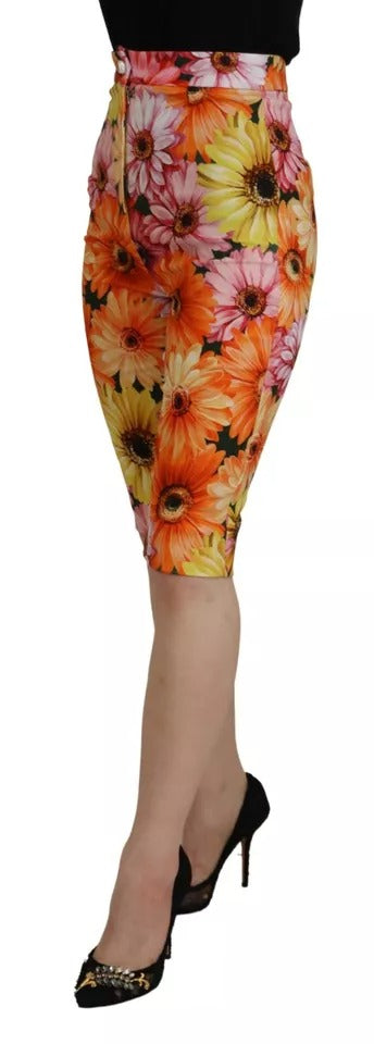 Dolce &amp; Gabbana Multicolor Floral High Waist Cropped Pants