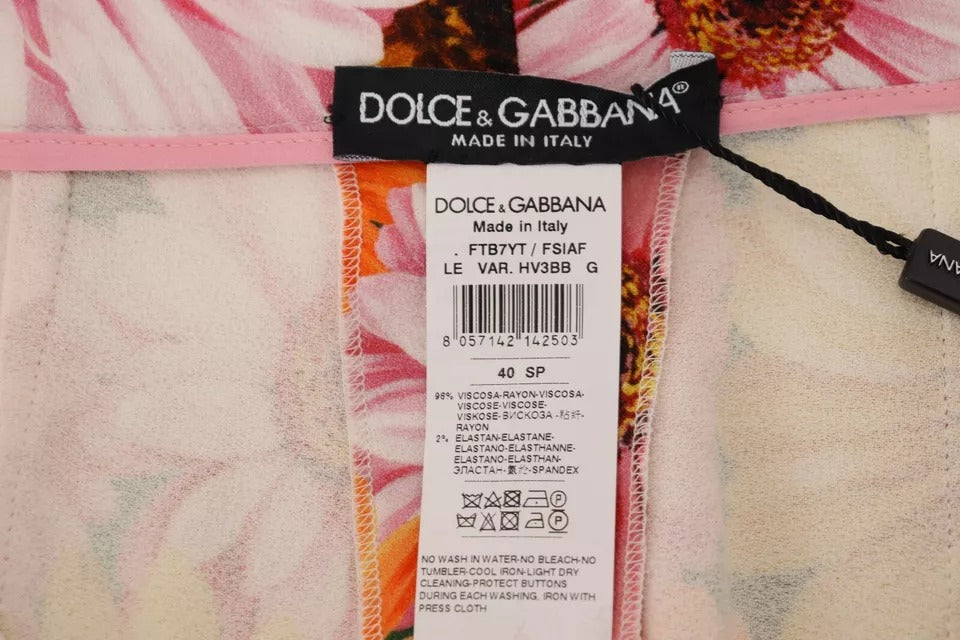 Dolce &amp; Gabbana Multicolor Floral High Waist Cropped Pants