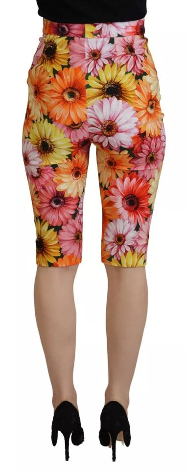 Dolce &amp; Gabbana Multicolor Floral High Waist Cropped Pants