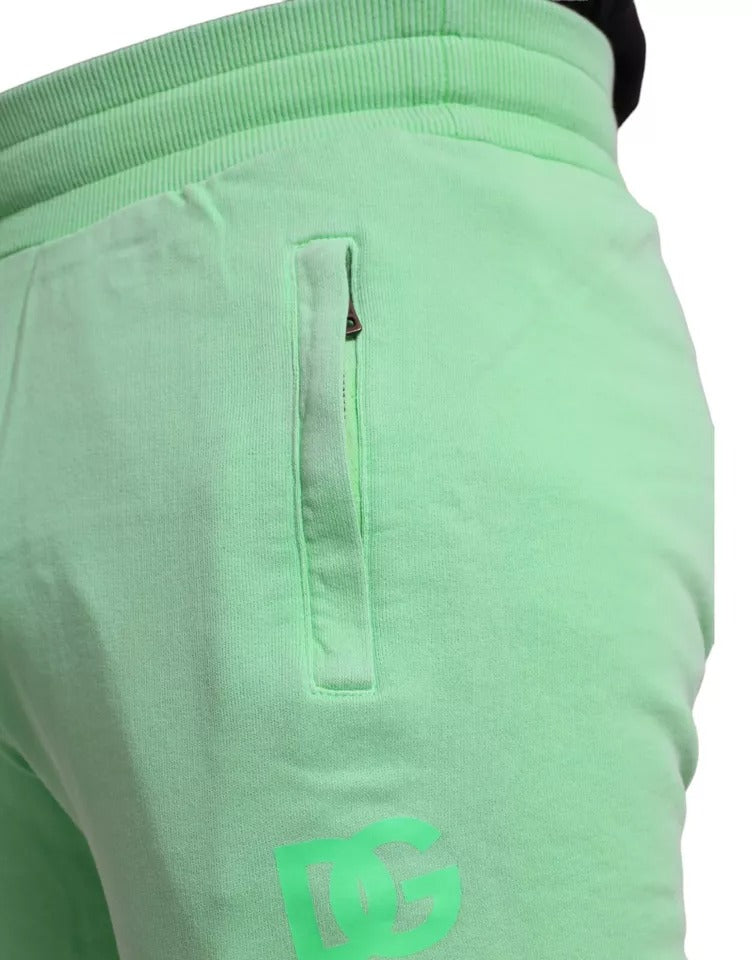 Dolce &amp; Gabbana Neon Green Cotton Stretch Jogger Sweatpants Pants