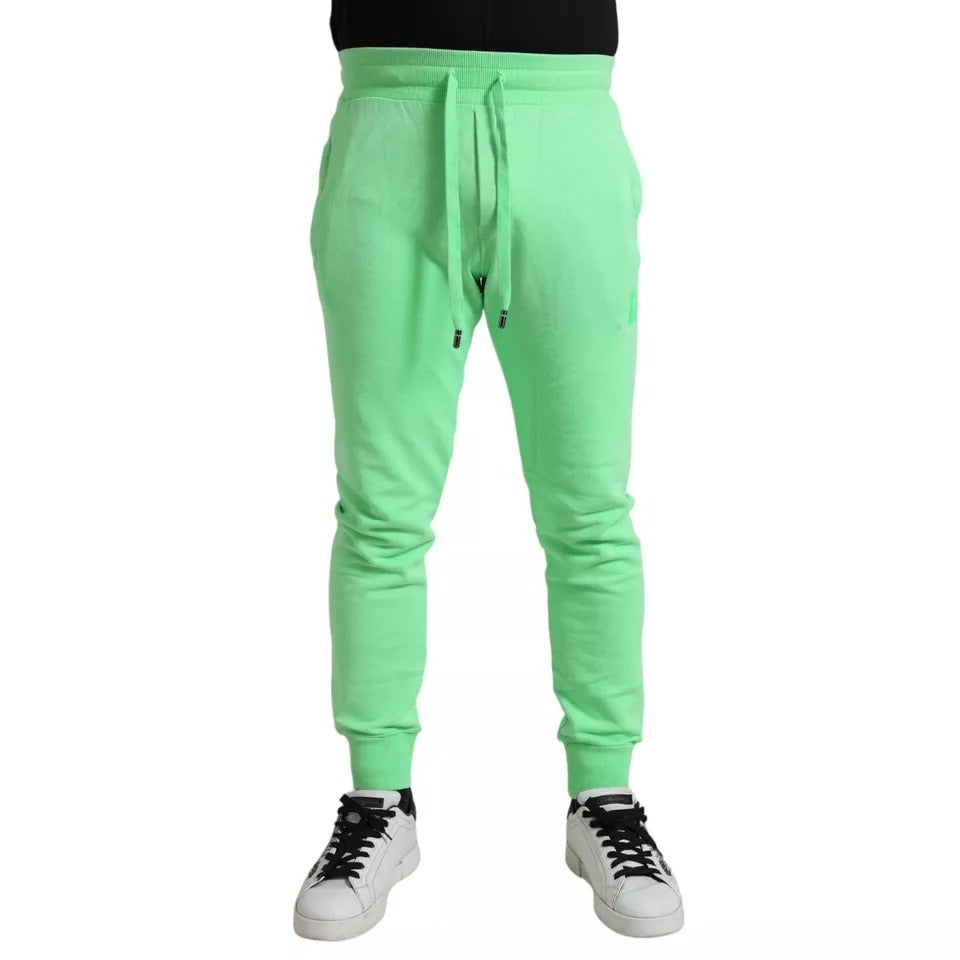 Dolce &amp; Gabbana Neon Green Cotton Stretch Jogger Sweatpants Pants