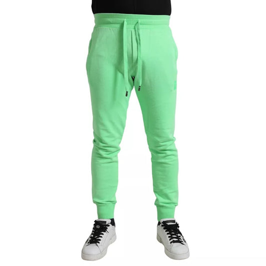 Dolce &amp; Gabbana Neon Green Cotton Stretch Jogger lenkkihousut