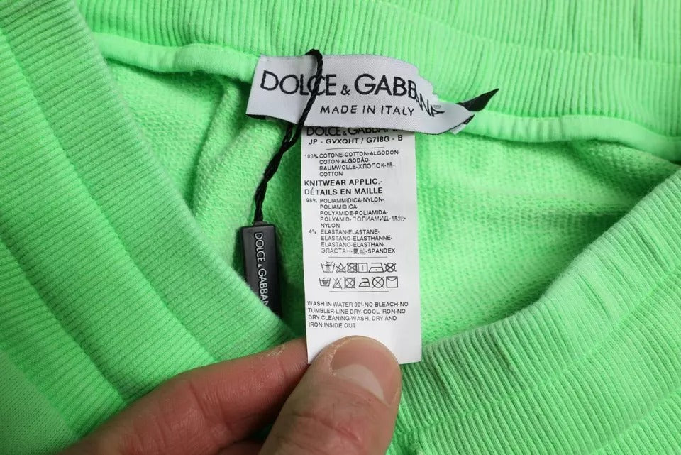 Dolce &amp; Gabbana Neon Green Cotton Stretch Jogger Sweatpants Pants