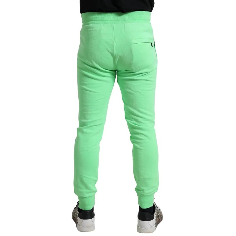 Dolce &amp; Gabbana Neon Green Cotton Stretch Jogger Sweatpants Pants