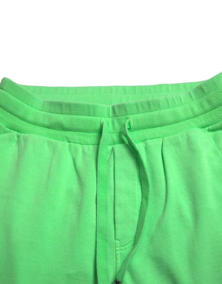 Dolce &amp; Gabbana Neon Green Cotton Stretch Jogger Sweatpants Pants