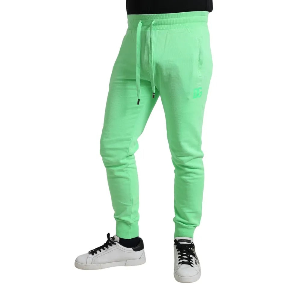 Dolce &amp; Gabbana Neon Green Cotton Stretch Jogger Sweatpants Pants