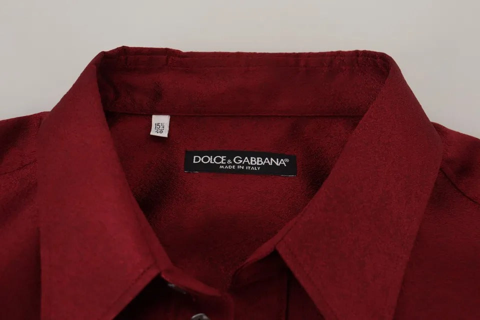 Dolce &amp; Gabbana Burgundy Cotton Long Sleeve Formal Shirt