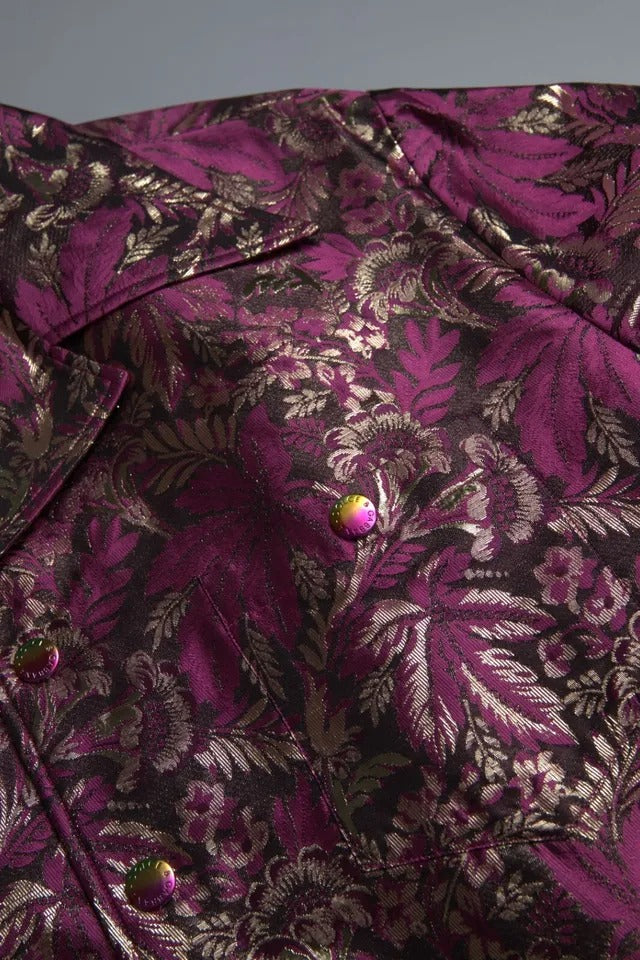 Dolce &amp; Gabbana Fuchsia Pink Floral Jacquard Button Down Shirt