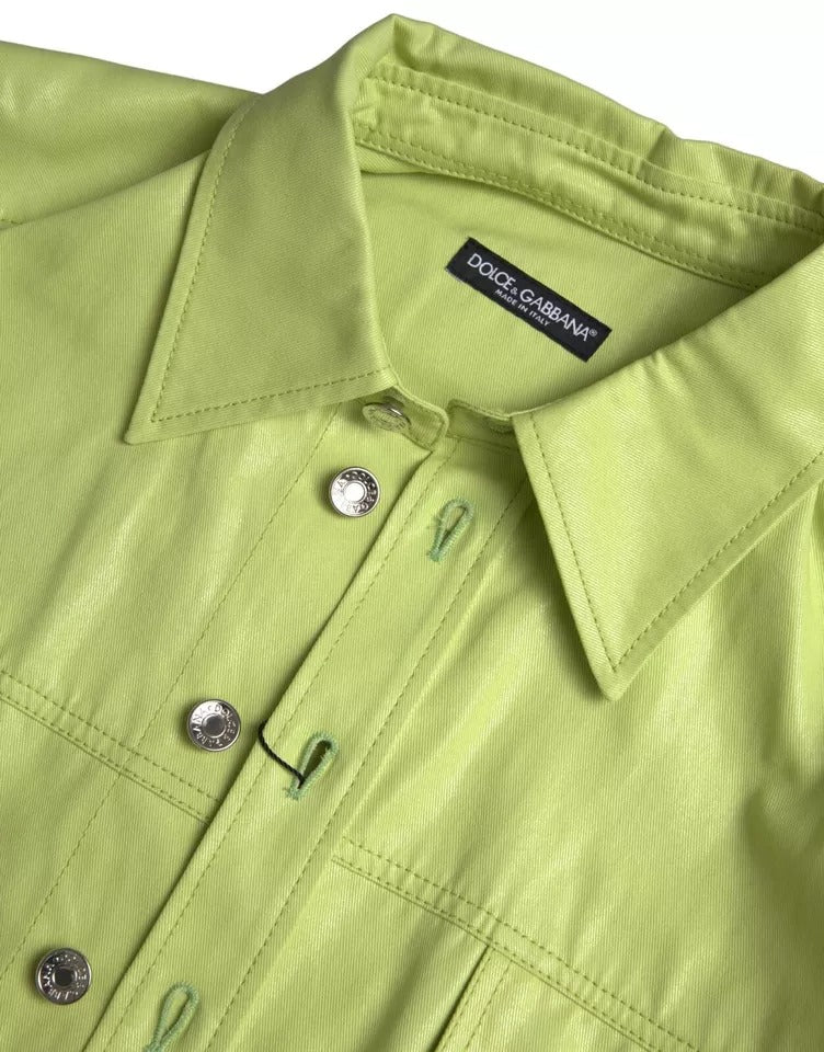 Dolce &amp; Gabbana Green cotton shirt with collar and casual button closure