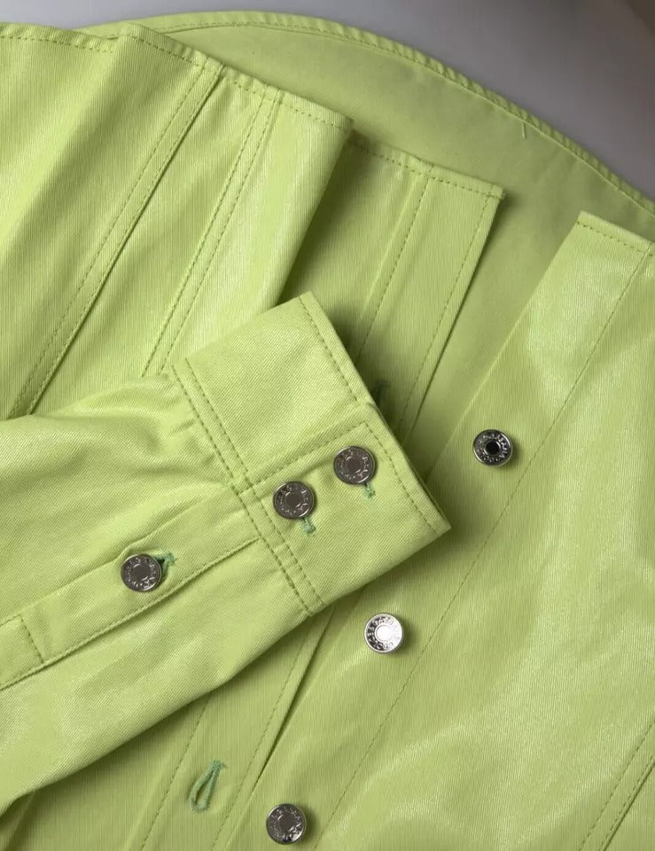 Dolce &amp; Gabbana Green cotton shirt with collar and casual button closure