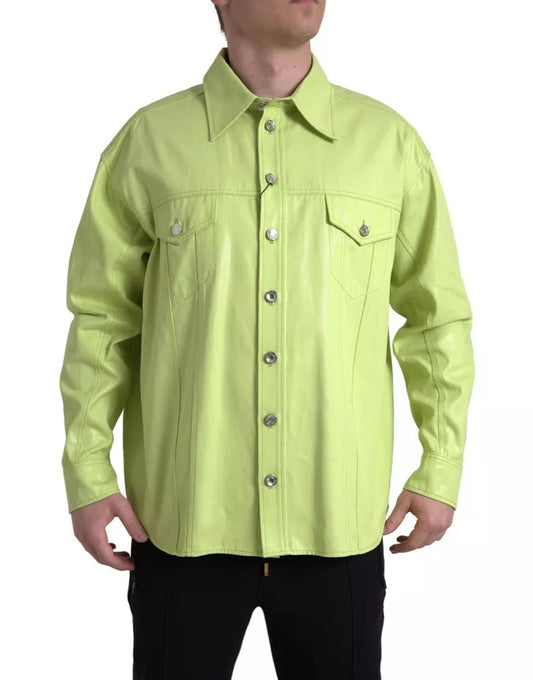 Dolce &amp; Gabbana Green cotton shirt with collar and casual button closure