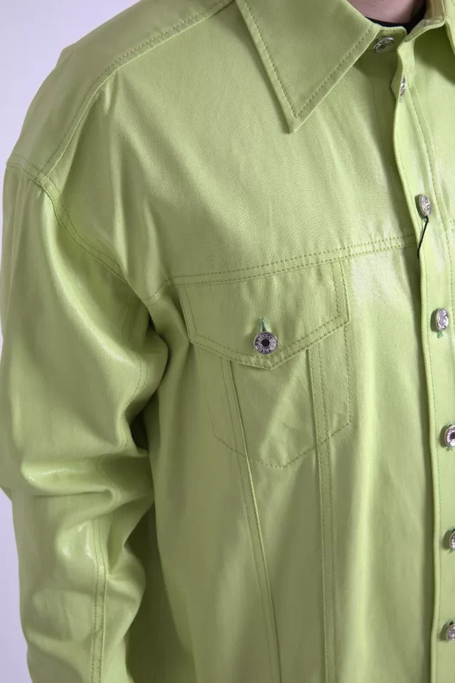 Dolce &amp; Gabbana Green cotton shirt with collar and casual button closure