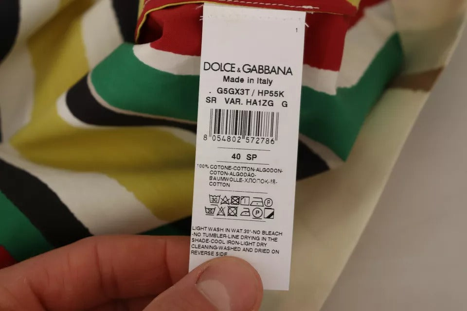 Dolce & Gabbana Mehrfarbig gestreiftes Baumwollhemd mit kurzen Ärmeln