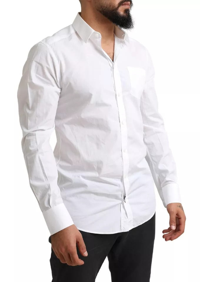 Dolce &amp; Gabbana White GOLD Formal Cotton Tuxedo Shirt