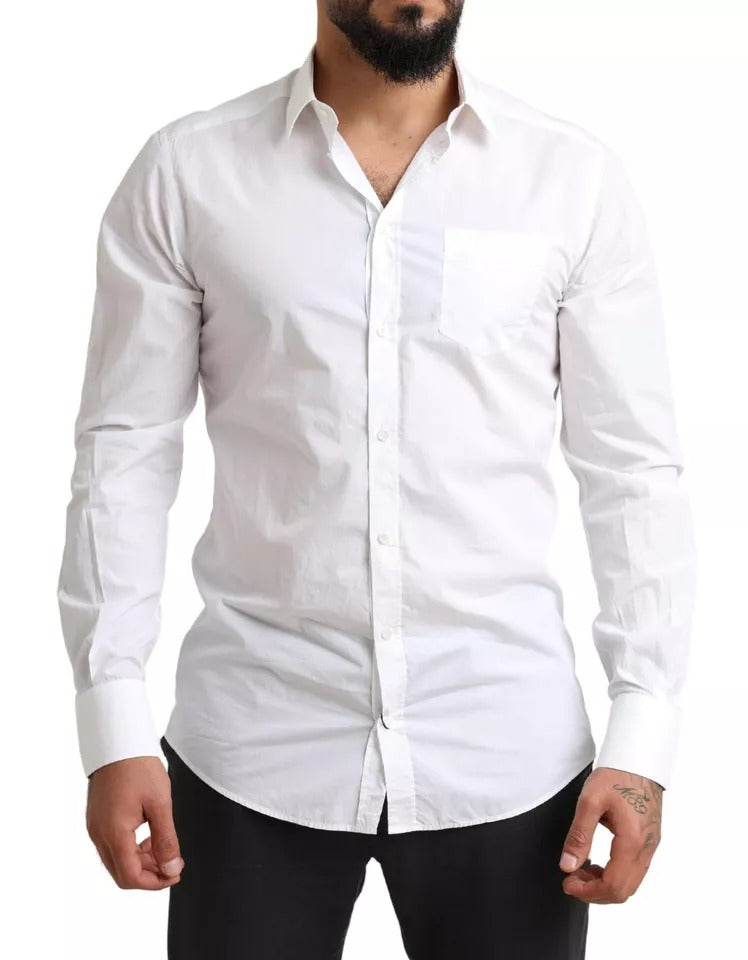 Dolce &amp; Gabbana White GOLD Formal Cotton Tuxedo Shirt