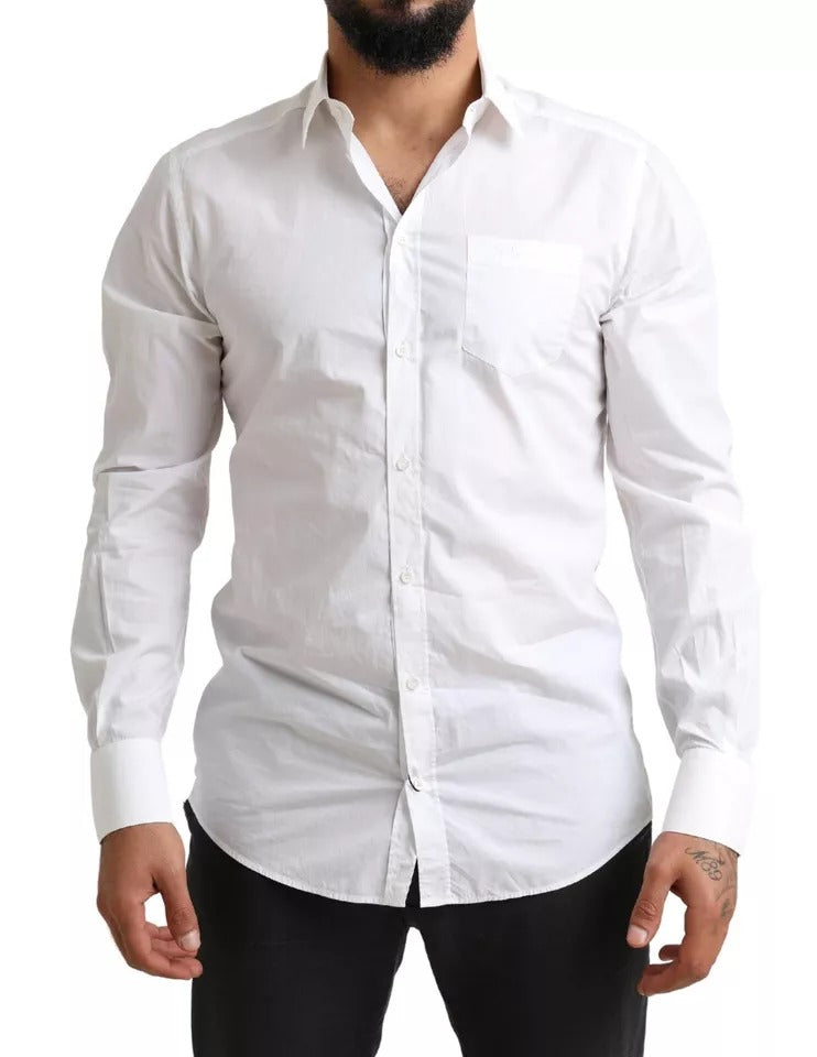 Dolce &amp; Gabbana White GOLD Formal Cotton Tuxedo Shirt