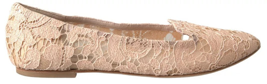 Dolce & Gabbana Beige Floral Spitze Loafers Flats Schuhe