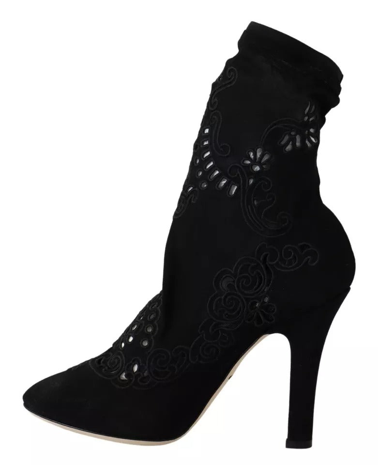 Dolce &amp; Gabbana Black Stretch Pumps -saappaat, kukkakärkikengät