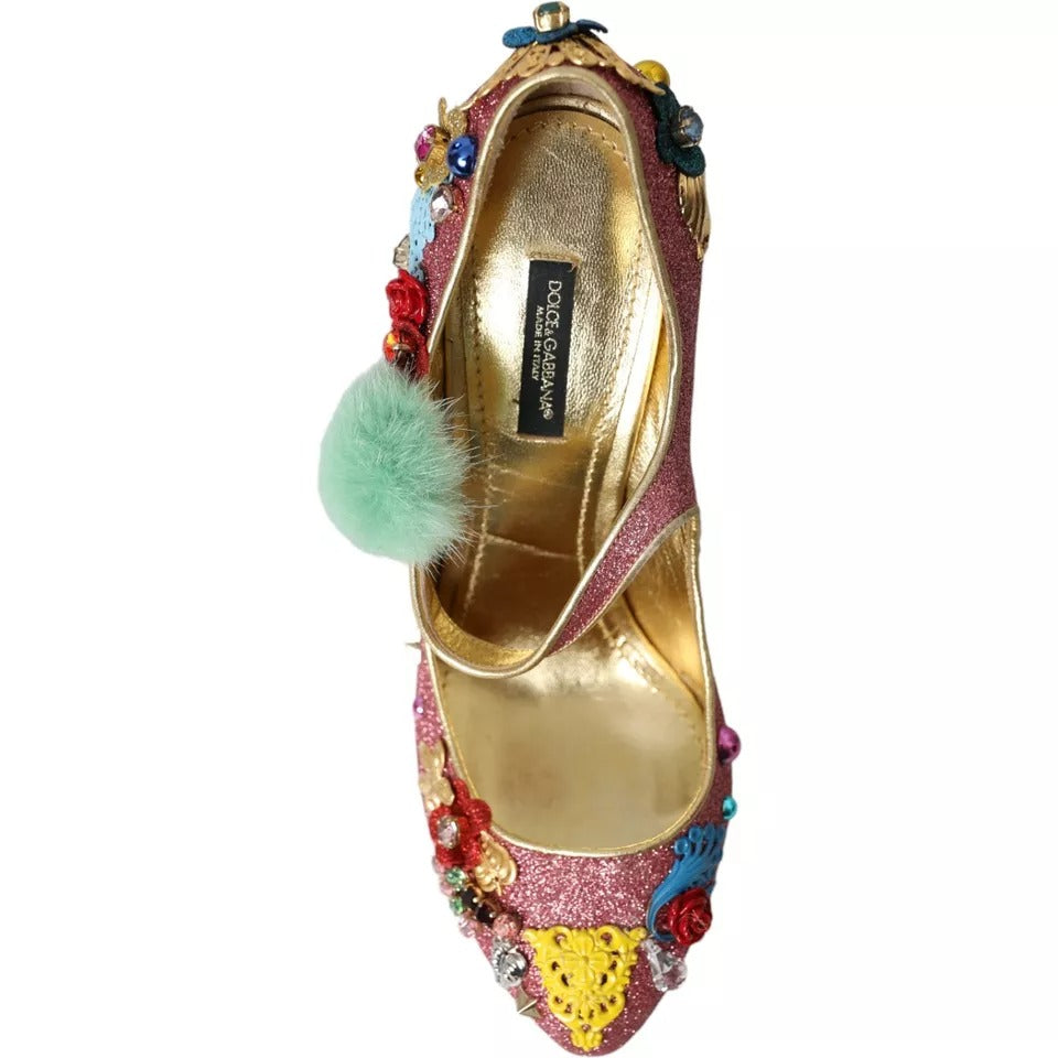 Dolce &amp; Gabbana vaaleanpunaiset koristellut turkis Mary Jane Pumps -kengät