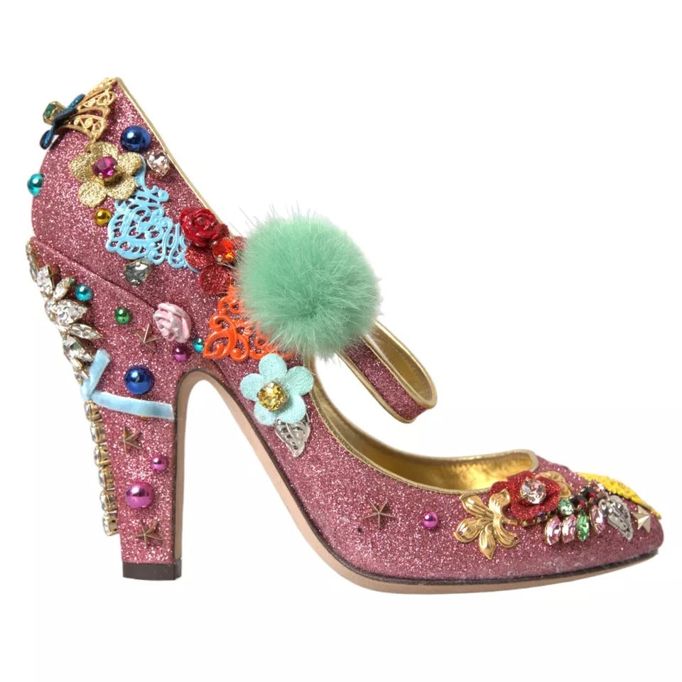 Dolce &amp; Gabbana vaaleanpunaiset koristellut turkis Mary Jane Pumps -kengät