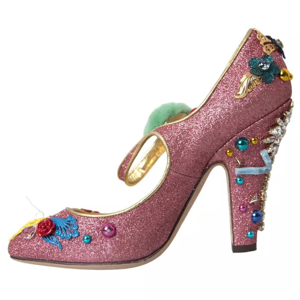 Dolce &amp; Gabbana vaaleanpunaiset koristellut turkis Mary Jane Pumps -kengät