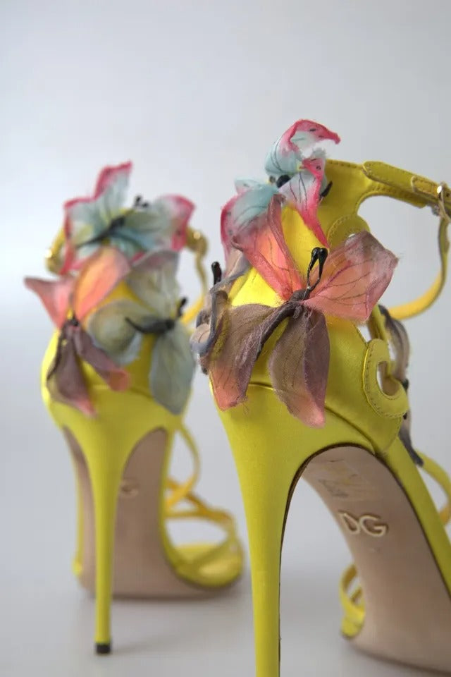 Dolce &amp; Gabbana Yellow Butterfly Applique Sandals -kengät