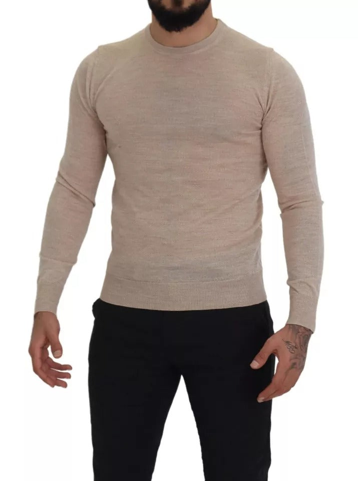 Dolce &amp; Gabbana Beige Virgin Wool Round Neck Sweater