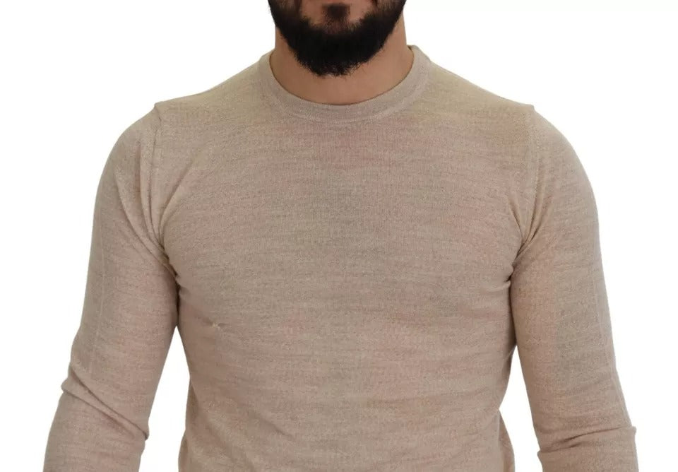 Dolce &amp; Gabbana Beige Virgin Wool Round Neck Sweater