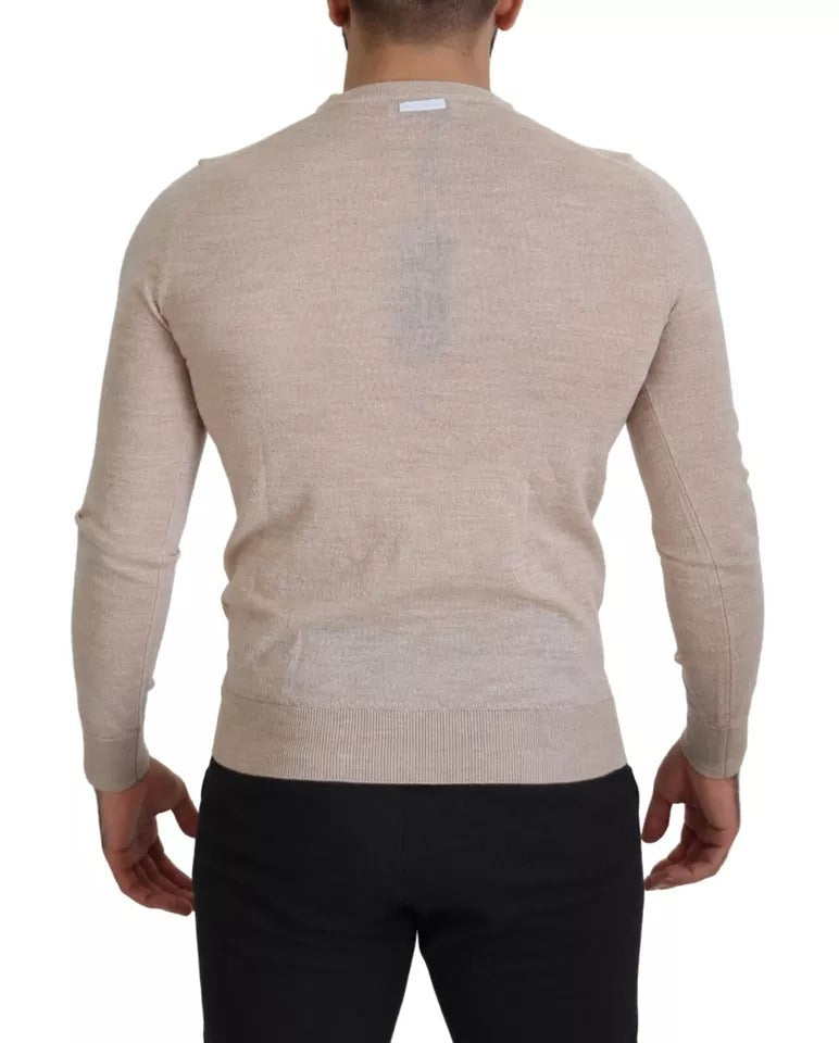 Dolce &amp; Gabbana Beige Virgin Wool Round Neck Sweater