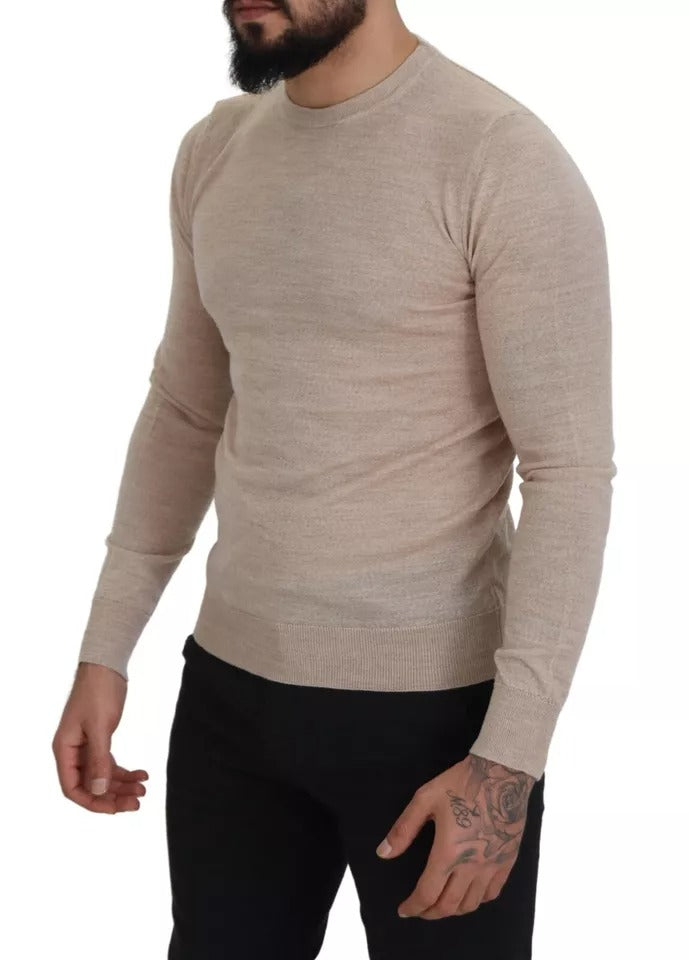 Dolce &amp; Gabbana Beige Virgin Wool Round Neck Sweater