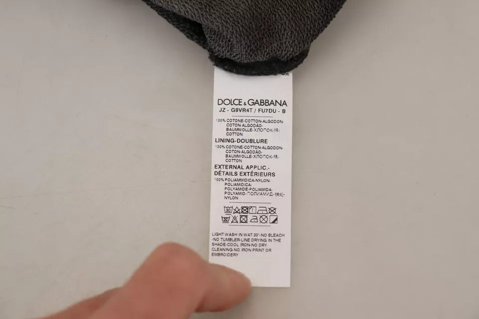 Dolce &amp; Gabbana Black Cotton Logo -hupullinen villapaita