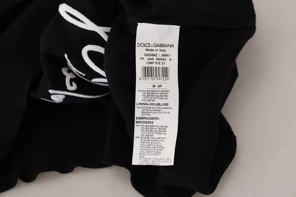 Dolce &amp; Gabbana Black Polyester Crewneck Sweater for Men