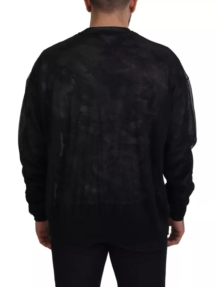 Dolce &amp; Gabbana musta polyesteri Crew Neck -neulepusero