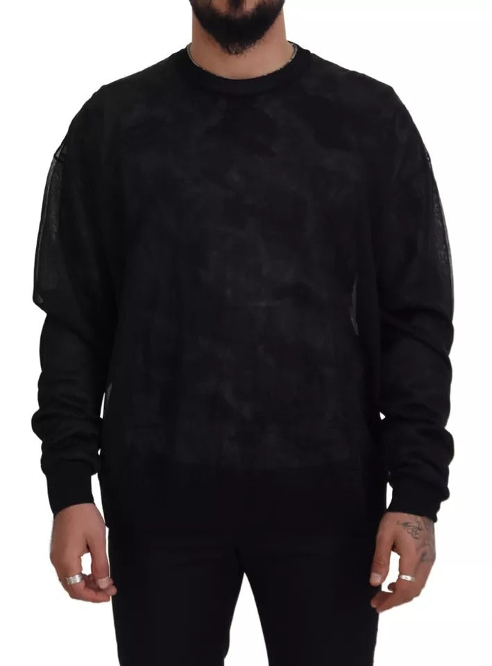 Dolce &amp; Gabbana musta polyesteri Crew Neck -neulepusero