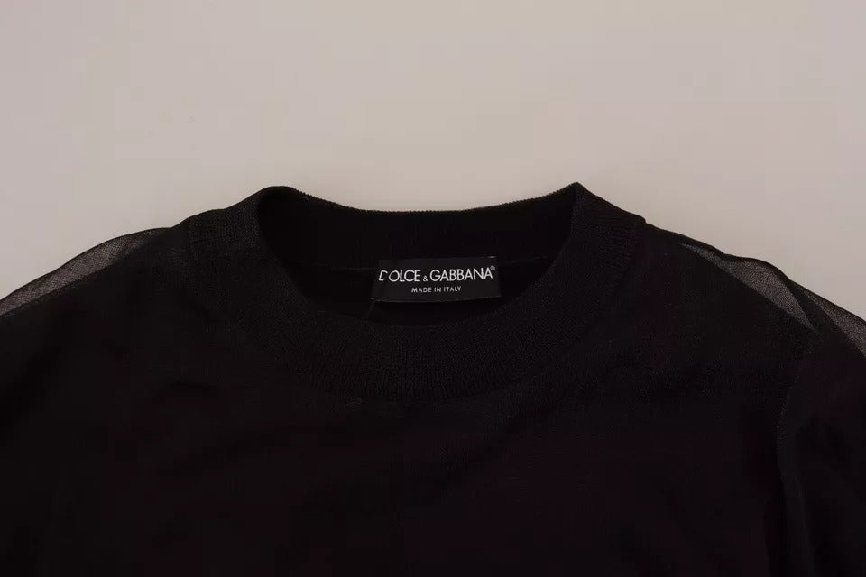 Dolce &amp; Gabbana Black Polyester Logo Miesten neulepusero