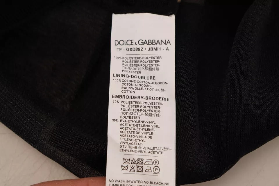 Dolce &amp; Gabbana Black Polyester Logo Miesten neulepusero