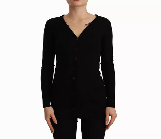 Dolce & Gabbana Schwarzer Wollstrick-Cardigan mit Knopfleiste